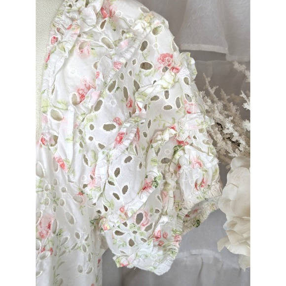 LoveShackFancy x Target Clementine Eyelet Romantic Cottagecore Midi Dress 12 - Picture 7 of 14